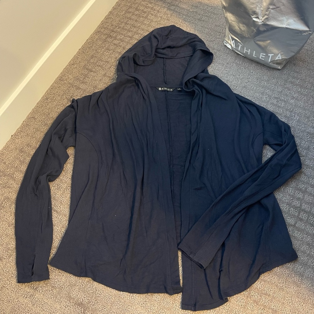 Navy Athleta Hooded Cardigan